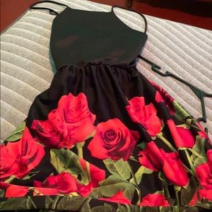 Little black dress with roses